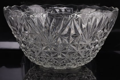 LARGE 12 X 6 INCH CUT CRYSTAL BOWL WATERFORD STYLE