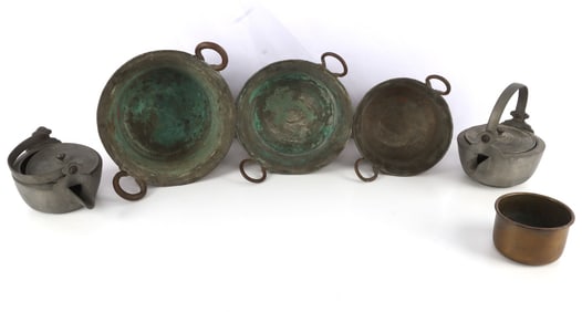 RUSTIC HAMMERED COPPER POT & PEWTER KETTLE SET