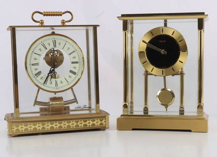 SETH THOMAS & KUNDO MANTLE CLOCK LOT: Battery powered, untested, expect to service, Kundo 6 1/4 x 8, the Seth 7 3/4 x 8 inches.