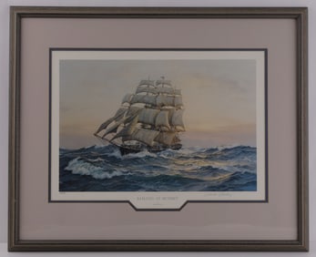 CHARLES VICKERY SAILING AT SUNSET SIGNED PRINT