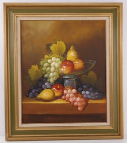 J REMSTEDT OIL PAINTING FRUIT STILL LIFE