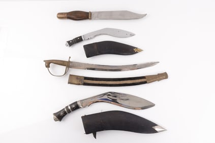 KNIFE LOT BOWIE GURKHA SWORD