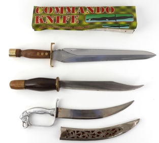 KNIFE LOT OF 4 JAMBAYA BOWIE COMMANDO DAGGER