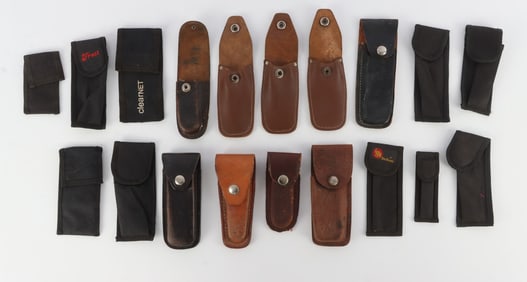 LEATHER & CANVAS KNIFE SHEATH LOT OF 18