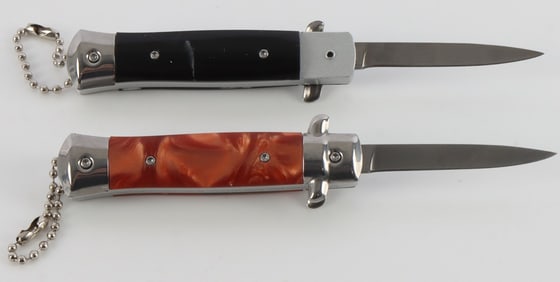 LOT OF 2 STILETTO SWITCHBLADE KEYCHAIN FOBS