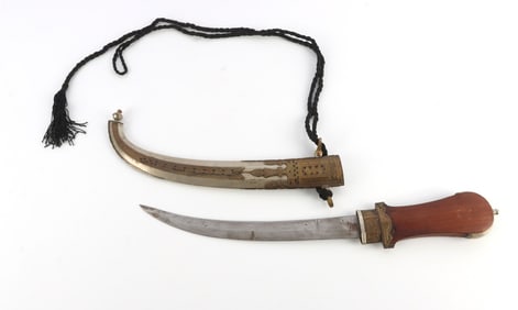 SILVER MOUNTED MOROCCAN KOUMMYA CURVED DAGGER
