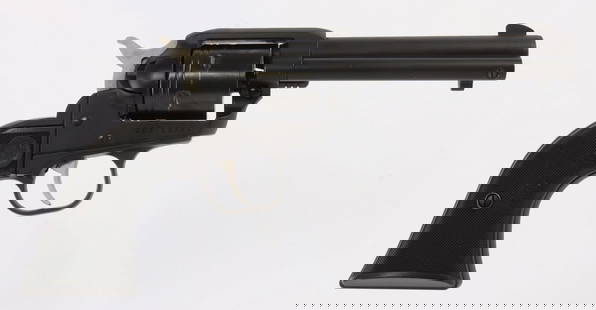 RUGER WRANGLER .22 LR SINGLE ACTION REVOLVER: Ruger Wrangler single-action rimfire revolver. Barrel length 4-5/8 inches. Capacity 6 rounds. Black Cerakote finish. Used, very good condition. Mechanically fine, functions without issue. Bore is brig