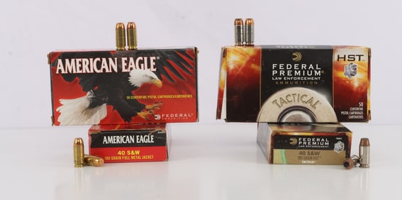 160 ROUNDS OF 40 S&W 180 GRAIN FULL METAL & HST