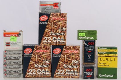 1870 RDS .22 LR .22 WMR & 410 BORE ASSORTED AMMO