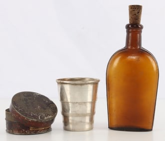 CIVIL WAR COLLAPSING CUP AND GLASS FLASK