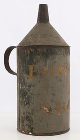 US CIVIL WAR POWDER & SHOT FLASK WITH PAINT LABEL