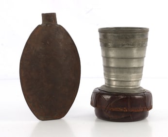 SPAN AM CIVIL WAR TRAVEL CUP & LIQUOR POWDER FLASK