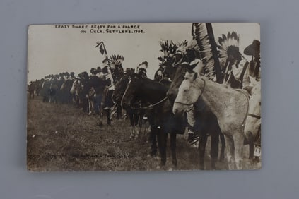 CRAZY SNAKE READY FOR A CHARGE 1908 PHOTOGRAPH