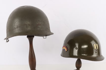 WWII US 42ND INFANTRY M1 HELMET & LINER ENAMEL DUI