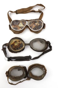 LOT OF 3 WWII US AVIATOR GOGGLES