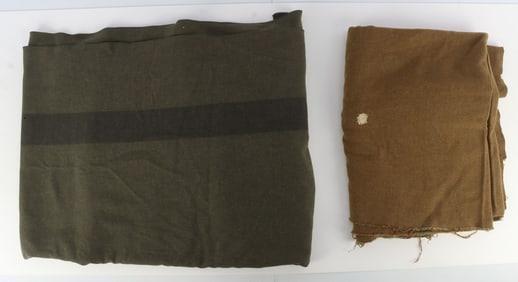 LOT OF 2 WWII US ARMY & MARINE CORPS WOOL BLANKETS