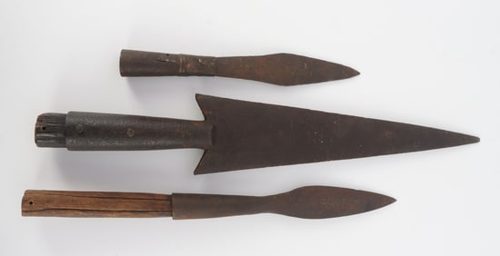 LOT OF 3 REVOLUTIONARY CIVIL WAR HAND FORGED PIKES