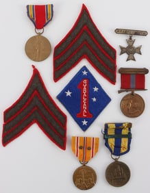 WWII US MARINE CORPS MEDALS & INSIGNIA LOT OF 8