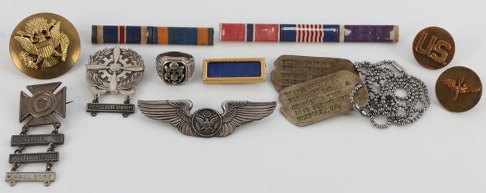THOMAS H TISE PINS RIBBONS RING DOG TAG