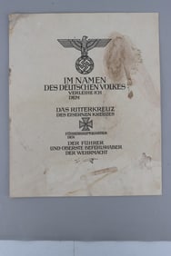 WWII GERMAN REICH KNIGHTS CROSS IRON CROSS DOC
