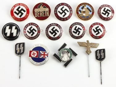 WWII GERMAN THIRD REICH BUTTONS & LAPEL PINS
