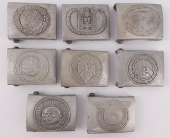 WWII GERMAN THIRD REICH BELT BUCKLES LOT OF 8