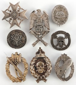 WWII GERMAN THIRD REICH BADGES LOT OF 8