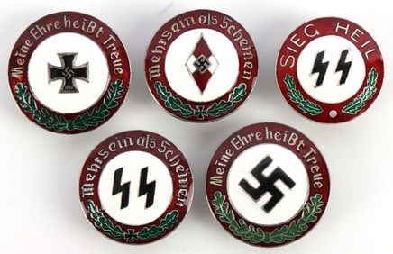 WWII GERMAN THIRD REICH ENAMEL BADGES LOT OF 5
