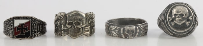 WWII GERMAN THIRD REICH SILVER RINGS LOT OF 4