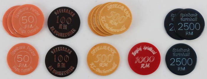 WWII GERMAN THIRD REICH SPIELBANK CHIPS LOT OF 15