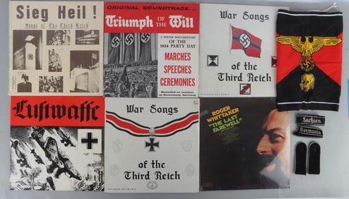 VARIETY LOT OF WWII GERMAN RECORDS & UNIFORM GEAR