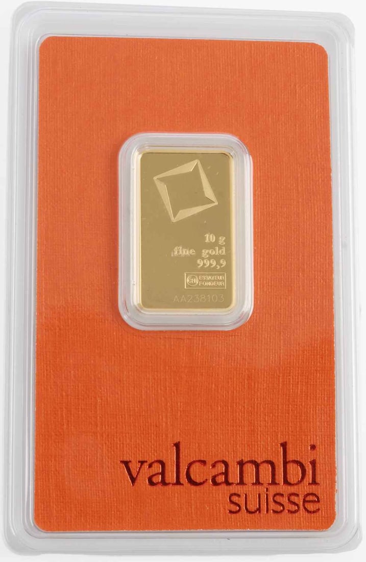 10 GRAM GOLD BAR 999.9 PURITY VALCAMBI SUISSE