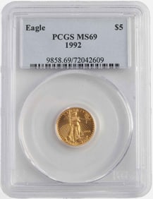 1992 GOLD 1/10 OZT AMERICAN EAGLE PCGS MS69 COIN