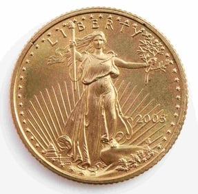 2005 GOLD 1/10 OZT OUNCE AMERICAN EAGLE BU COIN