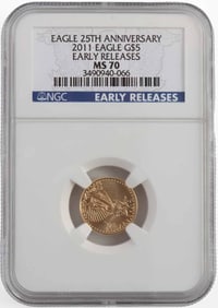 2011 GOLD 1/10 OZT AMERICAN EAGLE NGC MS70 BU COIN