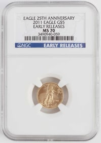 2011 GOLD 1/10 OZT AMERICAN EAGLE NGC MS70 BU COIN