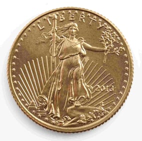2013 GOLD 1/10 OZT OUNCE AMERICAN EAGLE BU COIN