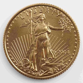 2014 GOLD 1/10 OZT OUNCE AMERICAN EAAGLE BU COIN