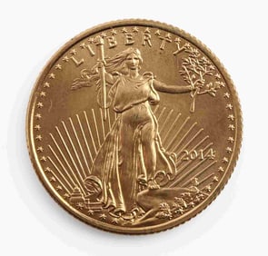 2014 GOLD 1/10 OZT OUNCE AMERICAN EAGLE BU COIN