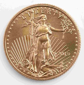 2015 GOLD 1/10 OZT OUNCE AMERICAN EAGLE BU COIN