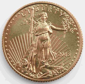 2015 GOLD 1/10 OZT OUNCE AMERICAN EAGLE BU COIN