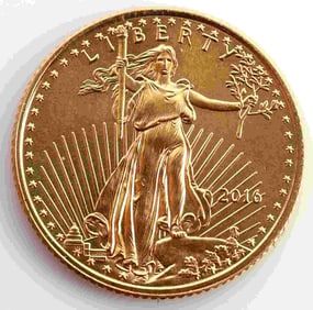 2016 GOLD 1/10 OZT OUNCE AMERICAN EAGLE BU COIN