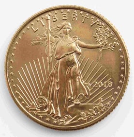 2018 GOLD 1/10 OZT OUNCE AMERICAN EAGLE BU COIN