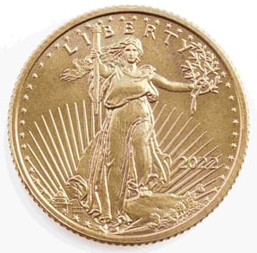 2022 GOLD 1/10 OZT OUNCE AMERICAN EAGLE BU COIN