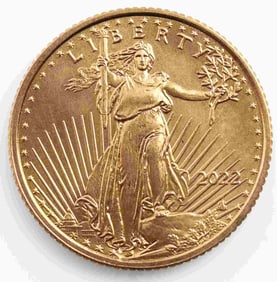 2022 GOLD 1/10 OZT OUNCE AMERICAN EAGLE BU COIN