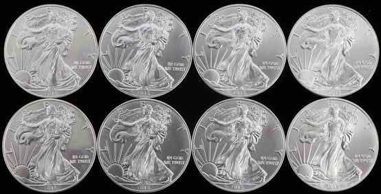 8 2015 SILVER 1 OZT OUNCE AMERICAN EAGLE COIN LOT