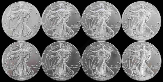 8 2016 SILVER 1 OZT OUNCE AMERICAN EAGLE COIN LOT