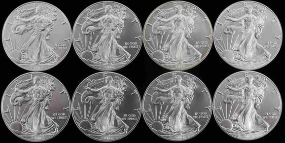 8 2016 SILVER 1 OZT OUNCE AMERICAN EAGLE COIN LOT