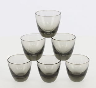 6 CRYSTAL SMOKY SHOT GLASS GLASSES