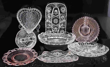 8 PIECES OF CUT CRYSTAL AND WATERFORD DISH LOT